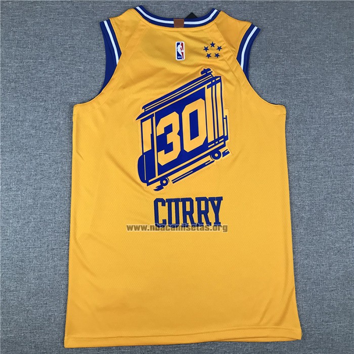 Camiseta Golden State Warriors Stephen Curry NO 30 Hardwood Classics Amarillo